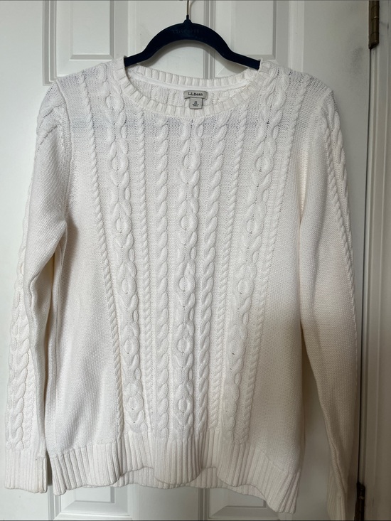 L.L. Bean Sweaters - L.L. Bean Women's Cable-Knit Crewneck Sweater in Cream